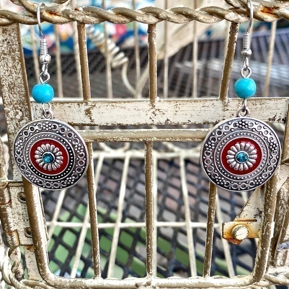 NEW Boutique Silver Drop Western Boho Style Earrings - Picture 7 of 12